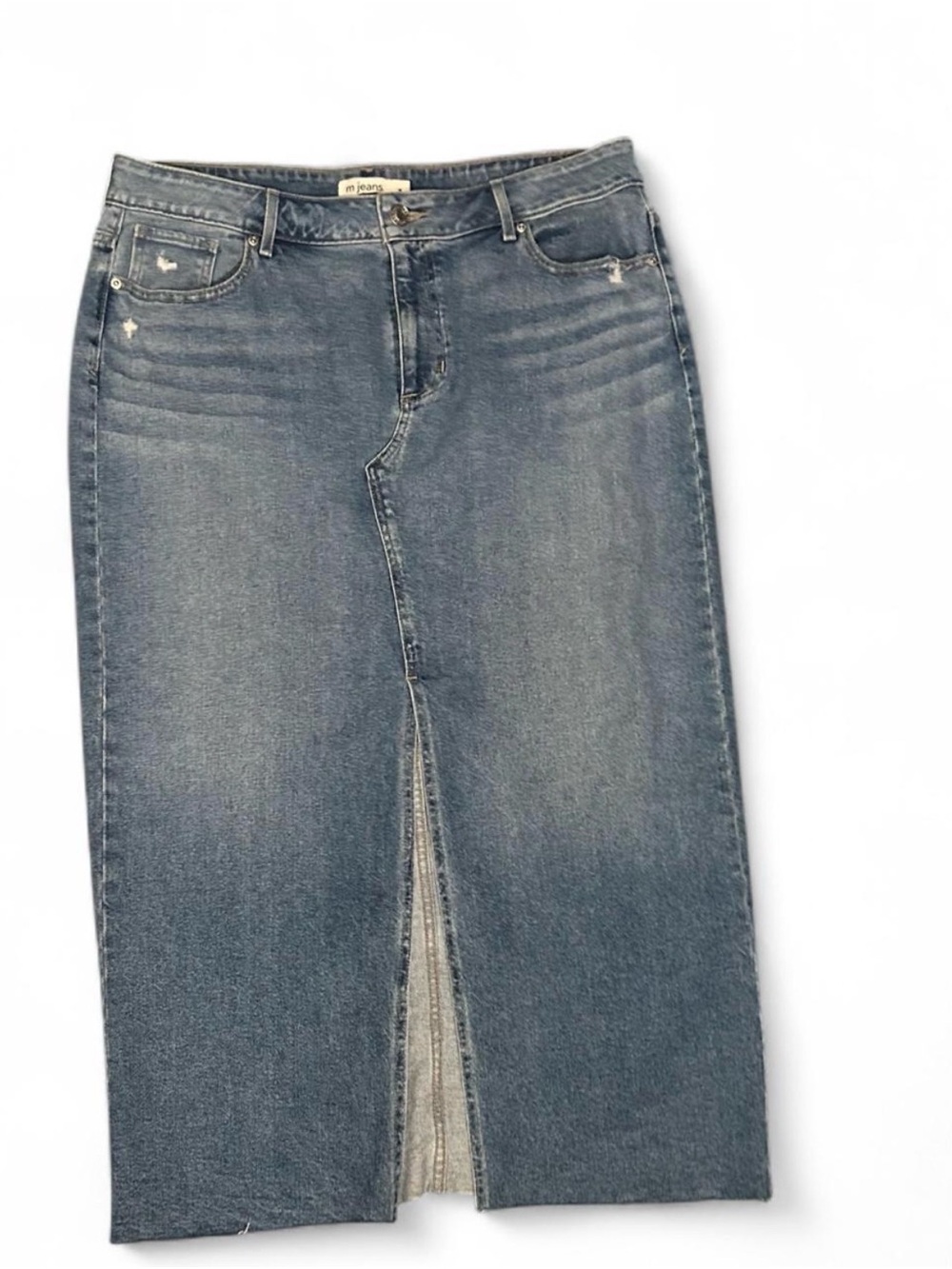 Maurices Straight-Leg Denim Skirt in Faded Blue